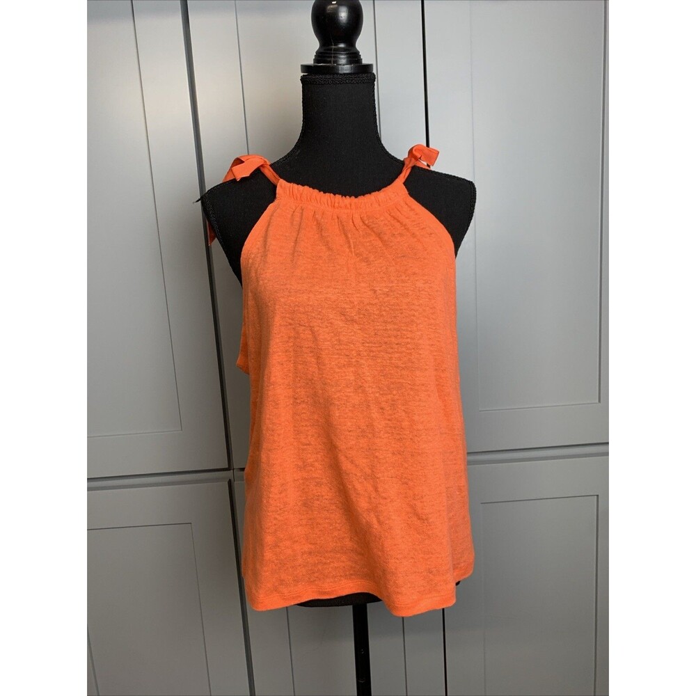 J.CREW Orange Linen Blend Tie Shoulder Halter Tank Top Medium NWT - Picture 4 of 10